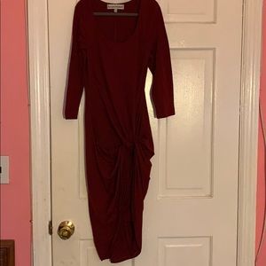 Maroon tight slit tie dress
